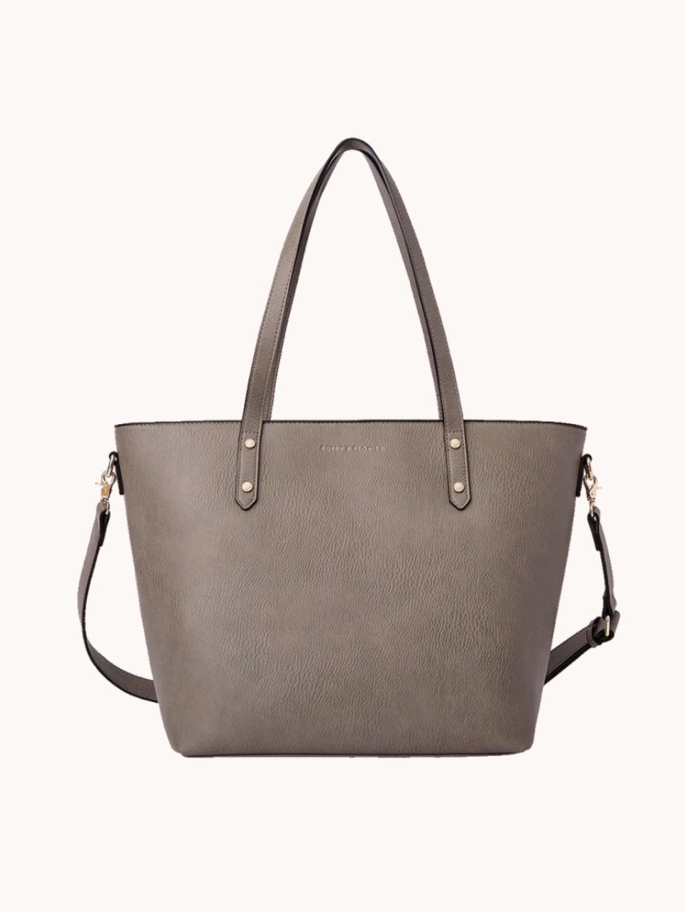 Poppy & Peonies Go-Getter Dark Grey Blush Pink Interior, Tote with Gold Hardware